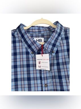 HARBOR BAY Easy-Care Small Plaid Sport Shirt | Men Size 4XL Tall | Multi- Plaid